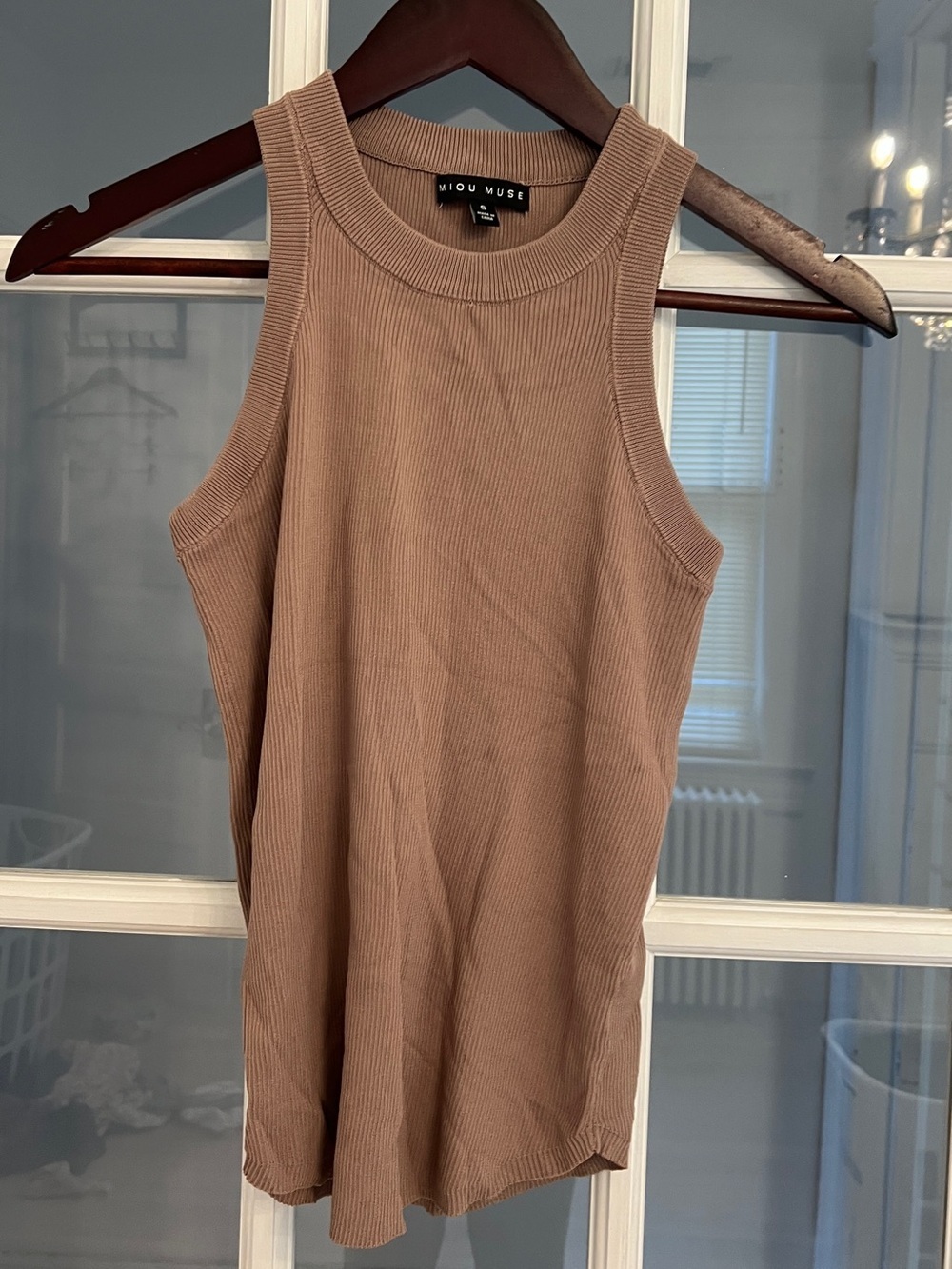 MIOU MUSE Women’s Light Brown Ribbed Tank Top Size S